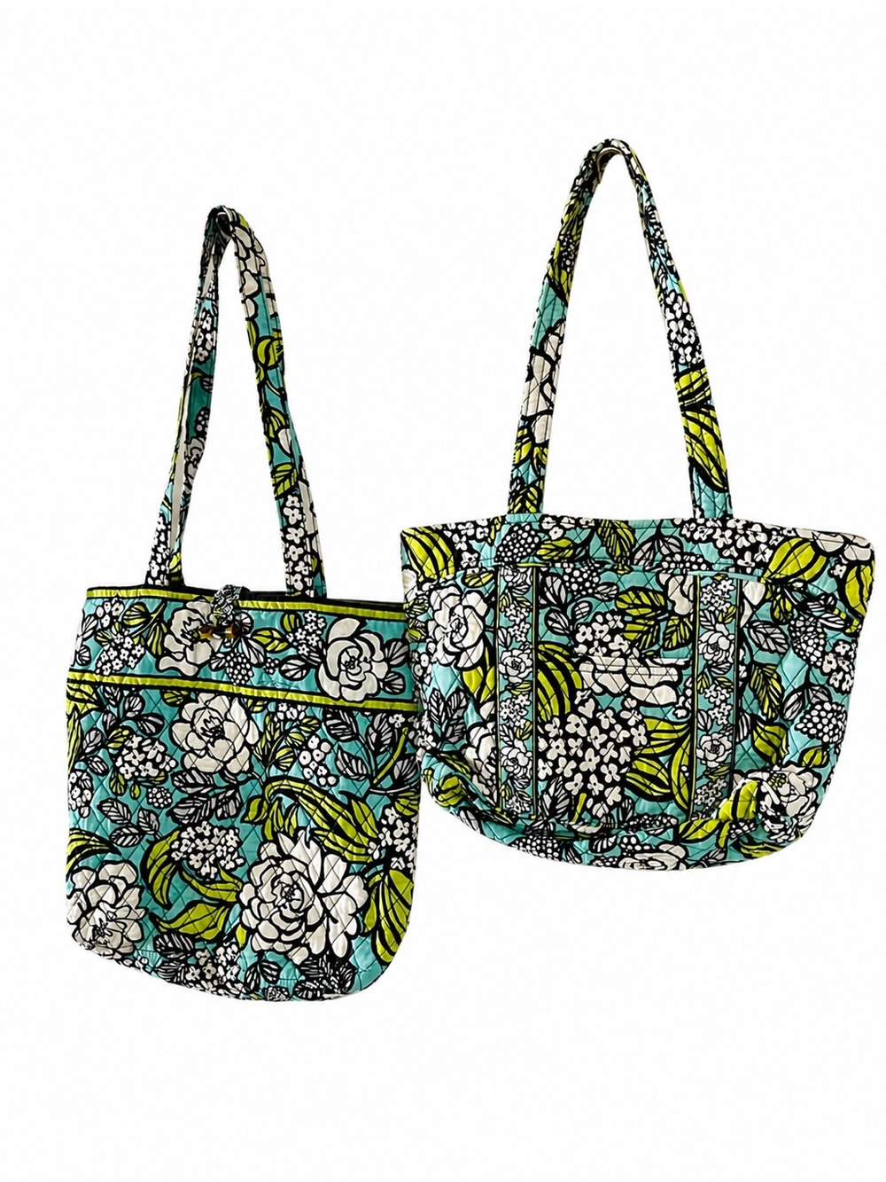 TWO Vera Bradley toggle and medium zip close  tote retired pattern Island bloom